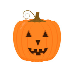 Laughing Halloween Pumpkin icon isolated on white. Cute cartoon Jack-o -Lantern. Halloween party decorations. Easy to edit vector template