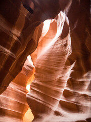 Sandstone interior of lower Antelope Canyon, Navajo Nation Reservation.

