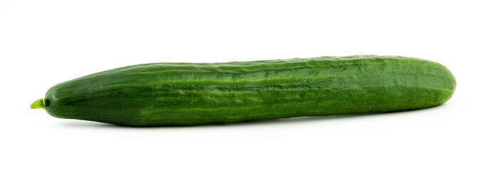 Green cucumber isolated on a white background.