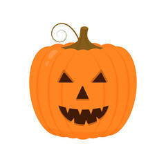 Laughing Halloween Pumpkin icon isolated on white. Cute cartoon Jack-o -Lantern. Halloween party decorations. Easy to edit vector template