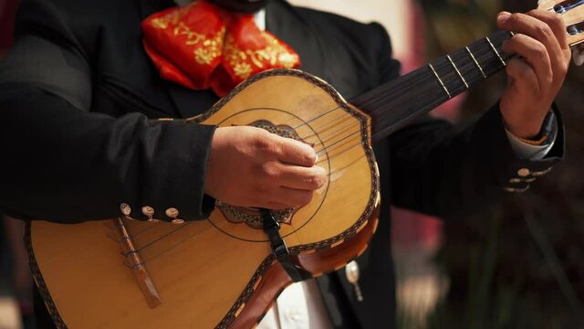 Mariachi Playing a Mexican Instrument Called Vihuela in Mexico City