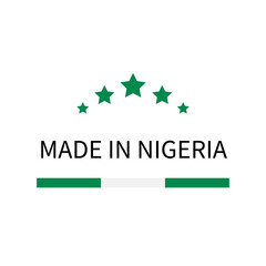 Made in Nigeria label. Quality mark vector icon isolated on white. Perfect for logo design, tags, badges, stickers, emblem, product packaging, etc