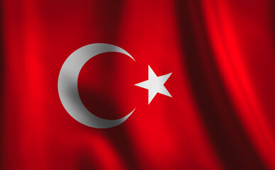 3D rendering of the waving flag Turkey