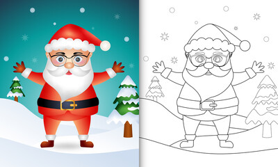 coloring book with a cute santa claus characters