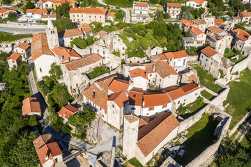 An aerial view of Plomin, Istria, Croatia