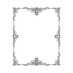 Ornamental Black Frame with Filigree Swirls Vector Clipart