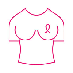breast cancer ribbon tshirt line style icon vector design
