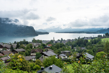 Fototapeta premium View of the Lake Wolfgangsee in Salzburg, Austria