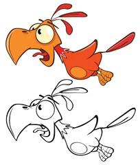 Rolgordijnen Vectorillustratie van een schattige Cartoon karakter vogel voor je ontwerp en computerspel. Kleurboek © liusa