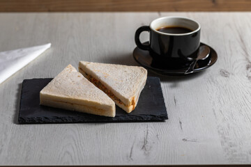 Coffee shop sandwich on white bread