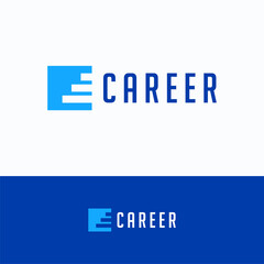 Career company ladder logo. Recruitment logo template. Headhunter logotype with letter c