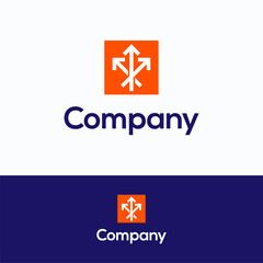Career company arrow logo. Shield logo template. Headhunter logotype with arrow shield