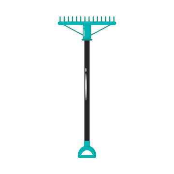 rake gardening tool flat style icon