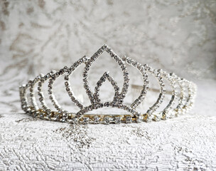 Silver tiara with transparent rhinestones © Мария Ба