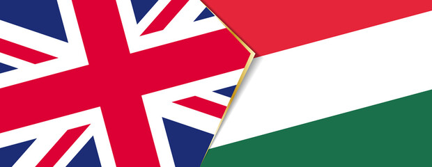 United Kingdom and Hungary flags, two vector flags.