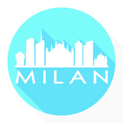 Milan Italy Europe Flat Icon Skyline Silhouette Design City Vector Art Famous Buildings.