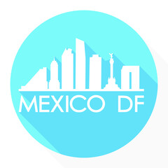 Mexico DF Mexico America Flat Icon Skyline Silhouette Design City Vector Art Famous Buildings.