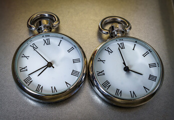 Space-time concept. Pocket watches