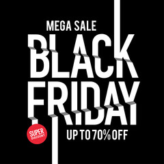 Black Friday typography banner. Vector background for prints, posters, advertising.