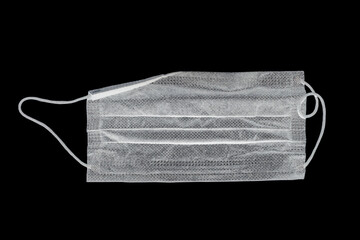 disposable medical black masks on black background