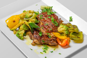 beef and roasted vegetables