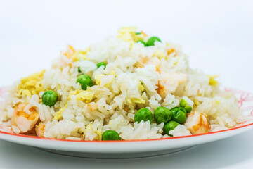 Cantonese fried basmati rice with ham and eggs