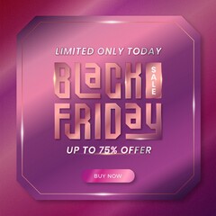 Sale Black Friday with metallic gradient color concept for trendy flayer and banner template promotion market online