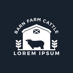 BARN FARM CATTLE LOGO DESIGN VECTOR