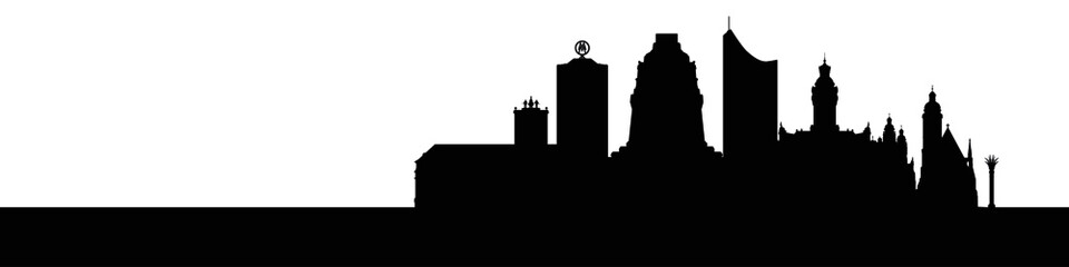 Skyline Leipzig &ndash; Umrisse als Vektorgrafik (Silhouette)