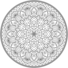 Mandala Circular Pattern for Henna, Mehndi, Tattoo, Decoration. Decorative Ornament in Ethnic Oriental Style. Coloring book page. Vector Mandala with Abstract Elements. isolated on white background.
