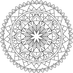 Fototapeta premium Mandala Circular Pattern for Henna, Mehndi, Tattoo, Decoration. Decorative Ornament in Ethnic Oriental Style. Coloring book page. Vector Mandala with Abstract Elements. isolated on white background. 