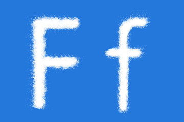 Cloud F alphabet shape on blue background