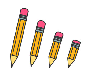 A simple pencil on a white background. Collection. Vector illustration.