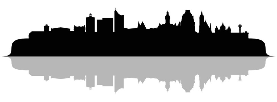 Skyline Leipzig &ndash; Umrisse als Vektorgrafik (Silhouette)