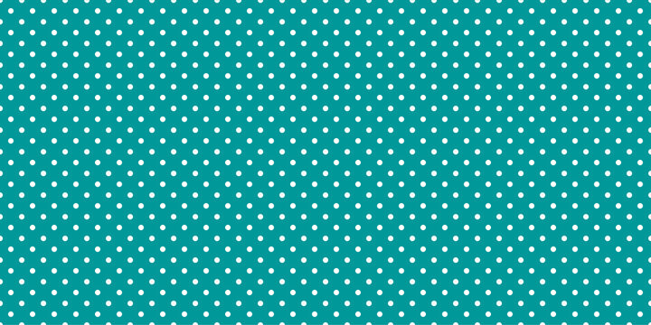 seamless abstract pattern with dots on dark cyan background color. White small polka dot on dark cyan background. 
