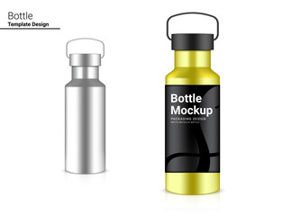 Bottle 3D Mock up Realistic Plastic Shaker in Vector for Water and Drink. Bicycle and Sport Concept Design.