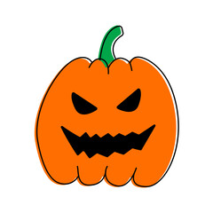 Cartoon pumpkin vector isolated. Orange vector halloween lantern.