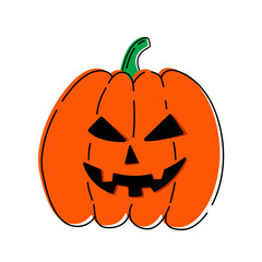 Cartoon isolated pumpkin. Jack-o-lantern pumpkin vector.