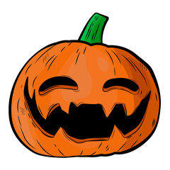 Smiling orange pumpkin. Isolated pumpkin jack-o-lantern. Vector.
