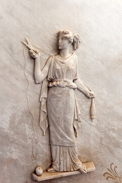 Bas relief of Atropos, one of the three Moirai