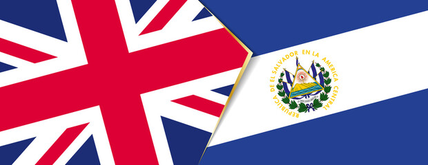 United Kingdom and El Salvador flags, two vector flags.