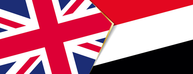 United Kingdom and Yemen flags, two vector flags.