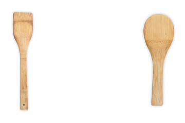 two wooden spoons isolated with white background