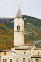 Fototapeta na wymiar Pacentro (AQ) - Abruzzo - The ancient bell tower of the mother church