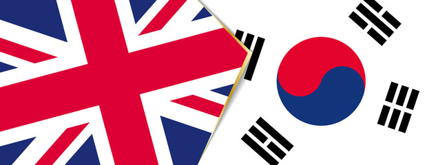 United Kingdom and South Korea flags, two vector flags.