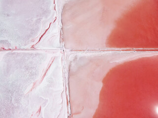 Crimean Sasyk-Sivash red salt lake aerial lanscape
