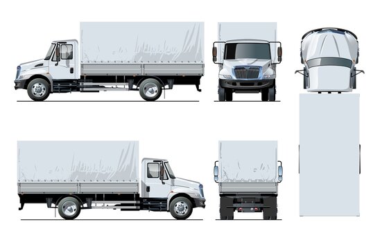 Vector awning flatbed truck template isolated on white background