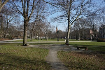Berlin, Germany_25, February 2019_Winter View of Kleiner Tiergarten Park.