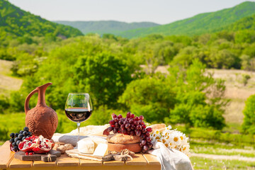 Outdoor picnics in the mountains.