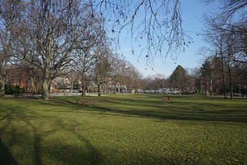 Berlin, Germany_25, February 2019_Winter View of Kleiner Tiergarten Park.